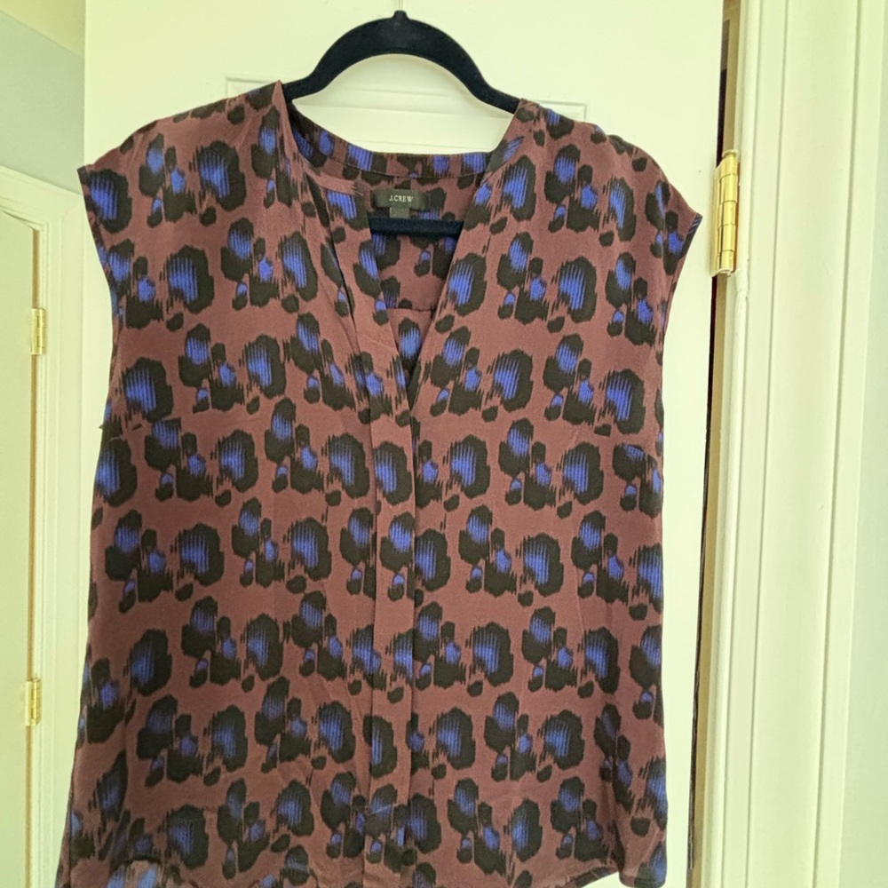 J. Crew Women's Sleeveless Top - Purple and Brown Floral